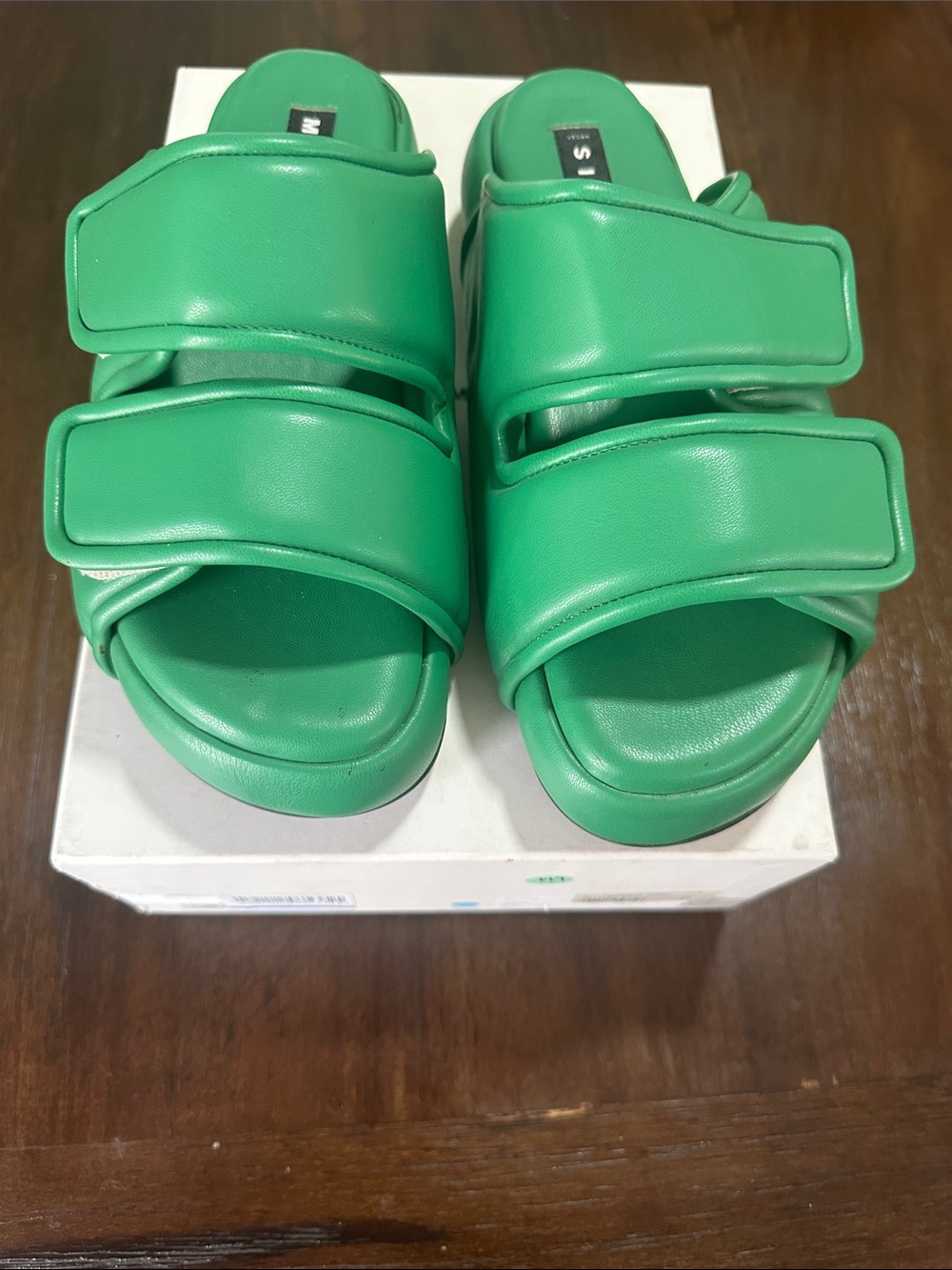 Simons Bright Green Padded Double-Strap Slides